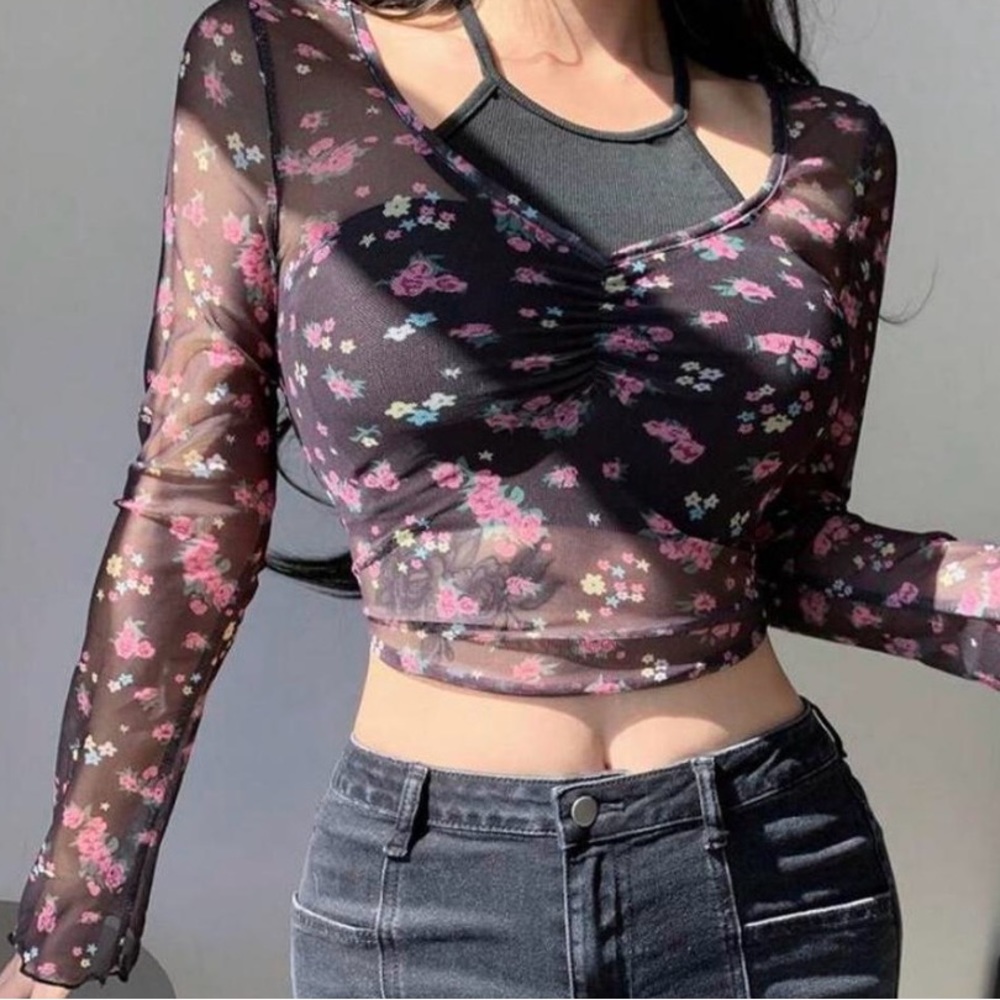 DAZY MESH HALF TANK CROP TOP 2 in 1 - Picture 3 of 3